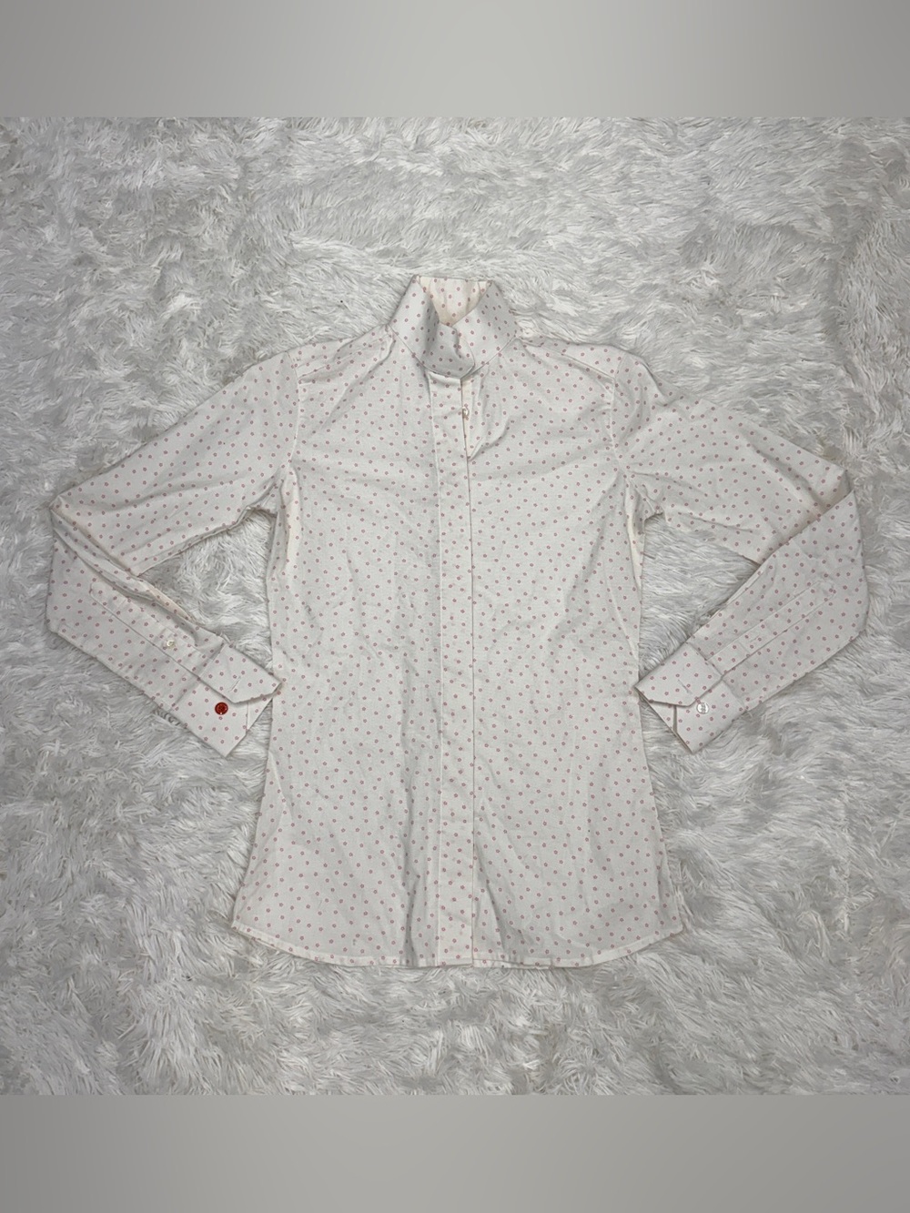 Women’s Small White/Pink Floral Habit Long Sleeve Horseback Riding Show Shirt